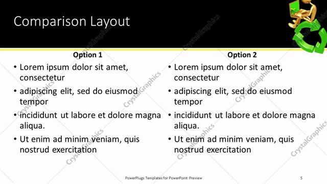 Comparison presentation slide layout