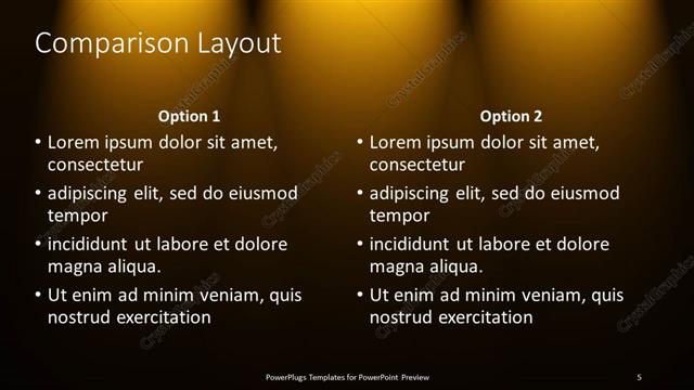Comparison presentation slide layout