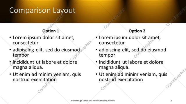 Comparison presentation slide layout