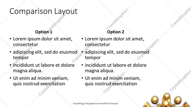 Comparison presentation slide layout