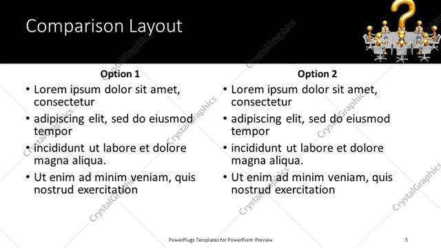 Comparison presentation slide layout