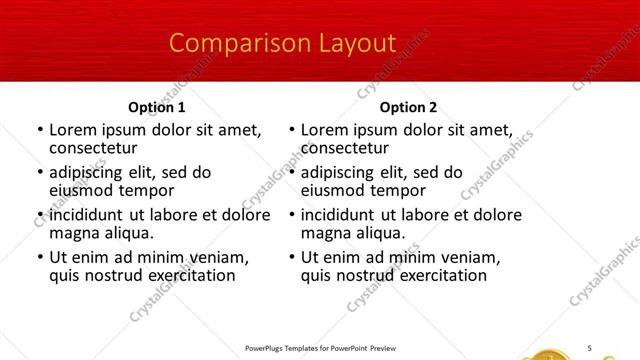 Comparison presentation slide layout