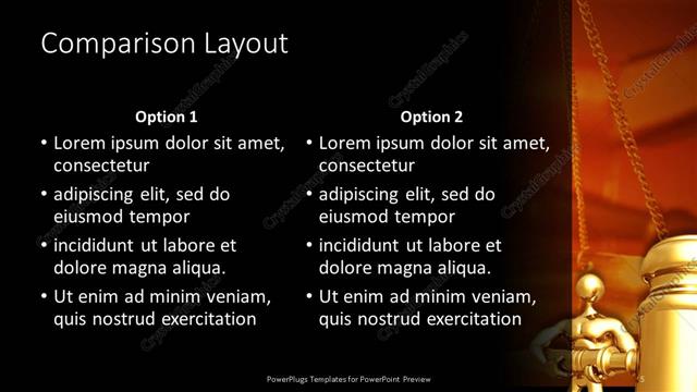 Comparison presentation slide layout