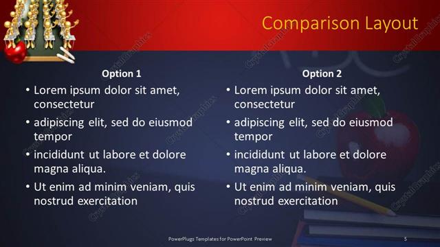 Comparison presentation slide layout