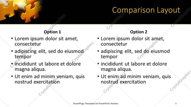 Comparison presentation slide layout