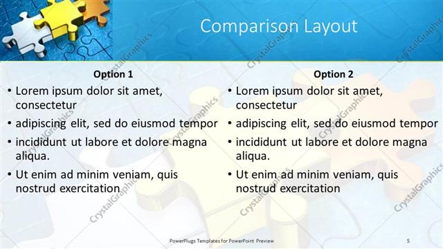 Comparison presentation slide layout