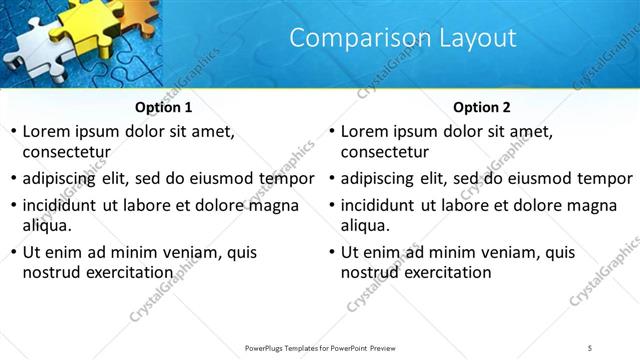 Comparison presentation slide layout
