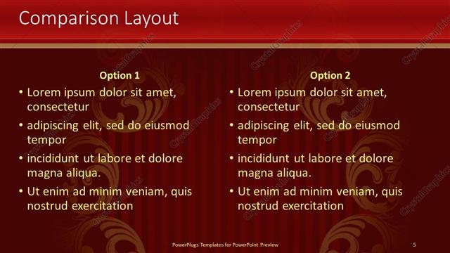 Comparison presentation slide layout