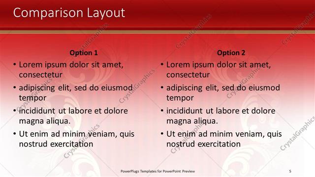 Comparison presentation slide layout