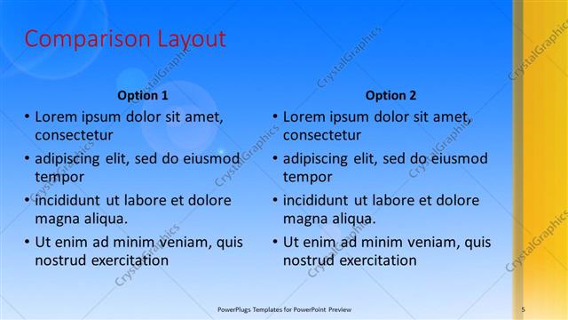 Comparison presentation slide layout