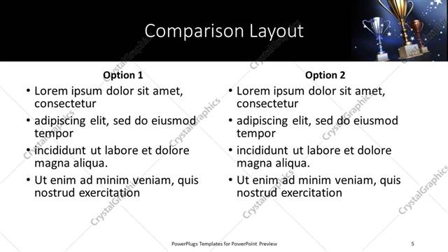 Comparison presentation slide layout