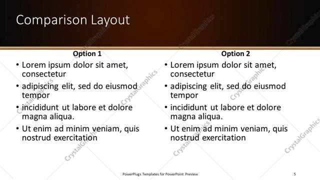 Comparison presentation slide layout