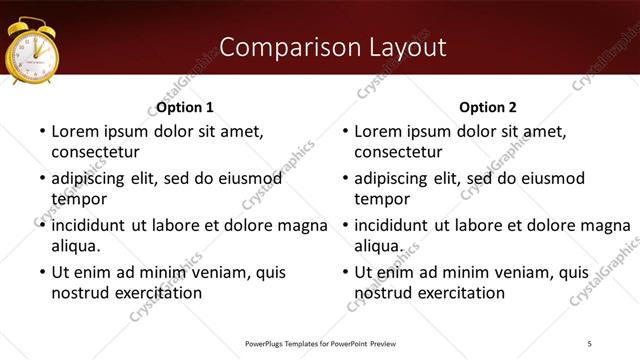 Comparison presentation slide layout
