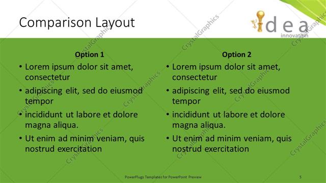 Comparison presentation slide layout