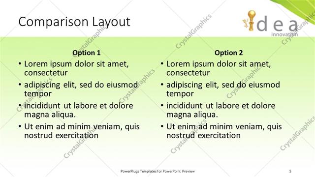 Comparison presentation slide layout