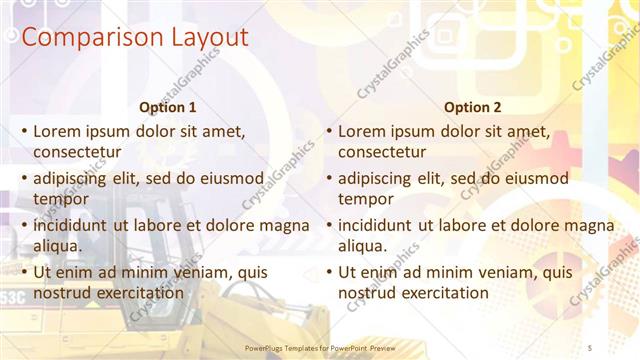 Comparison presentation slide layout