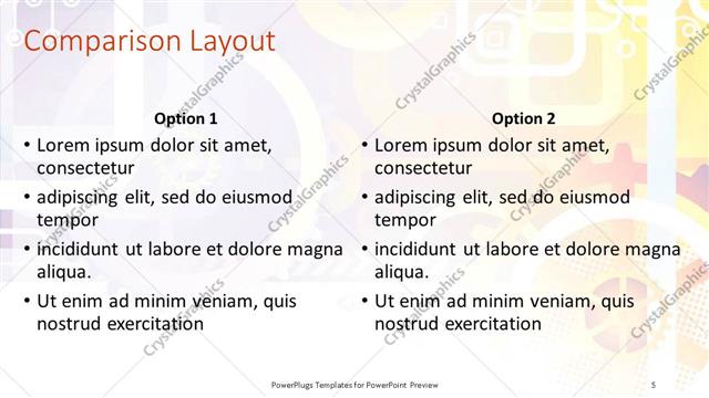 Comparison presentation slide layout