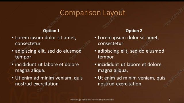 Comparison presentation slide layout