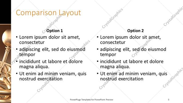 Comparison presentation slide layout