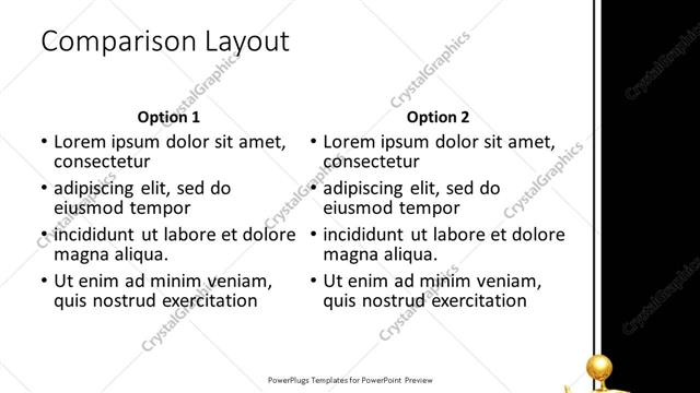 Comparison presentation slide layout