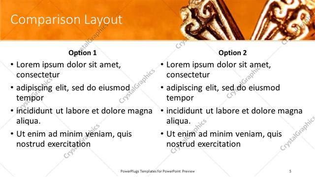 Comparison presentation slide layout