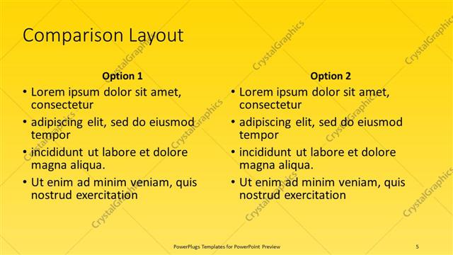 Comparison presentation slide layout