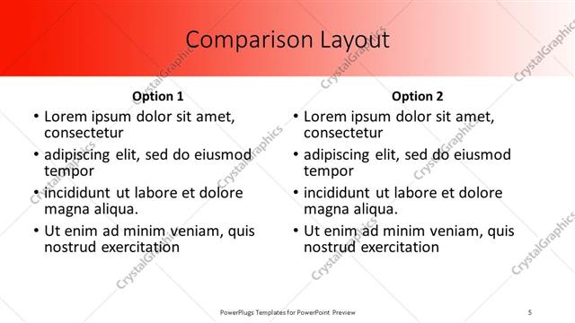 Comparison presentation slide layout