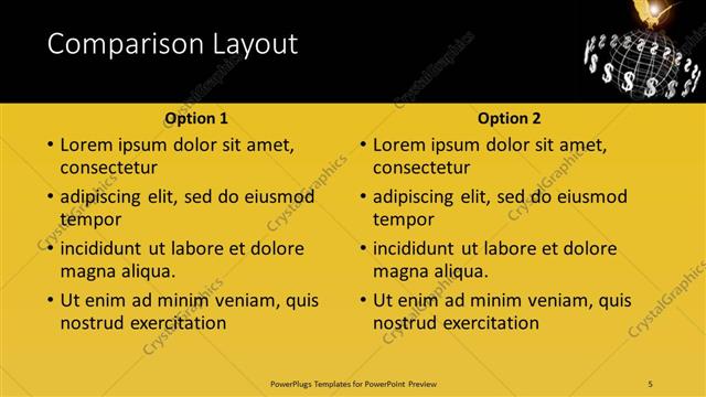 Comparison presentation slide layout
