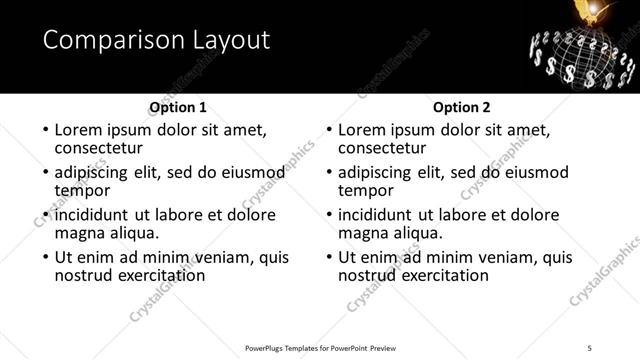 Comparison presentation slide layout