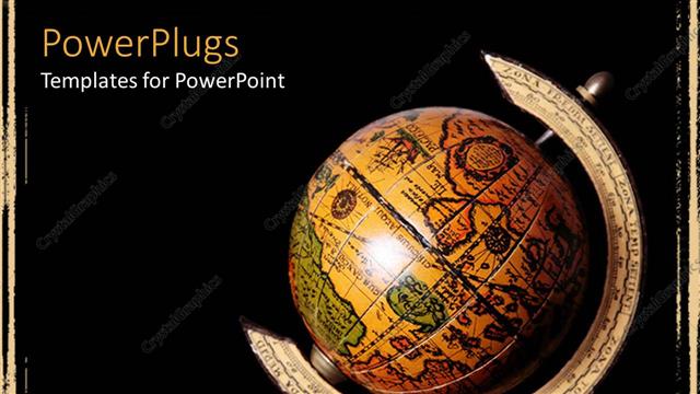  Presentation with stand - Golden earth globe with a stand on a black background