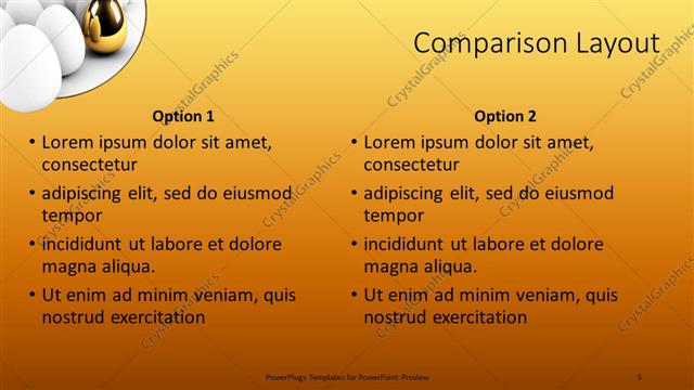 Comparison presentation slide layout