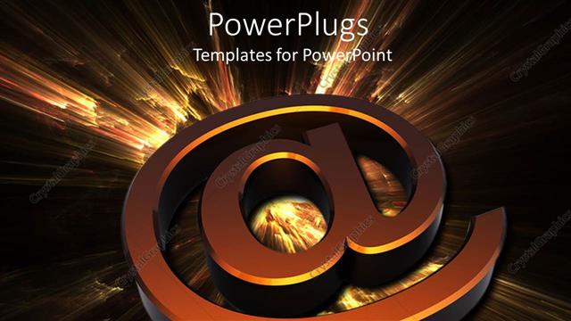  Presentation with email - Golden email symbol over abstract glowing background?