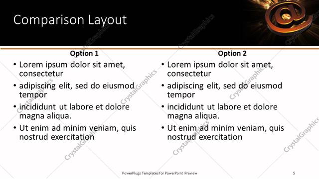 Comparison presentation slide layout