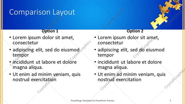 Comparison presentation slide layout