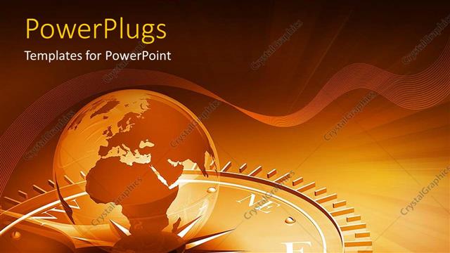  Presentation with compass - A golden globe with a compass and golden background