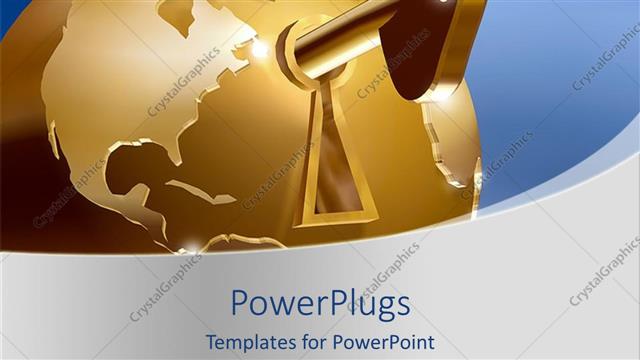  Presentation with unlock - A golden globe and with a keyhole and bluish background