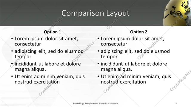 Comparison presentation slide layout