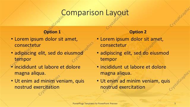 Comparison presentation slide layout
