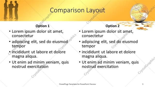 Comparison presentation slide layout