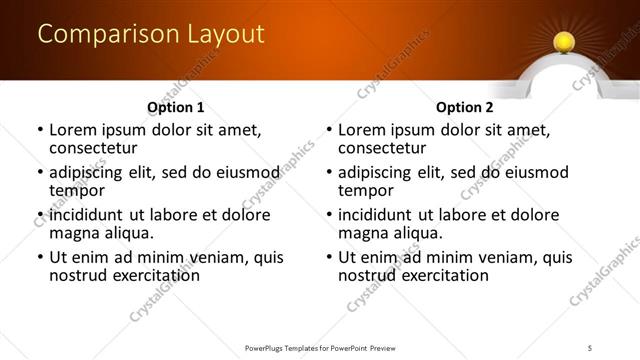 Comparison presentation slide layout