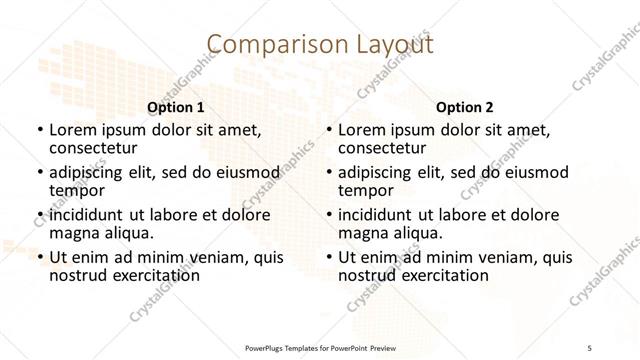 Comparison presentation slide layout