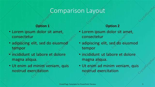 Comparison presentation slide layout