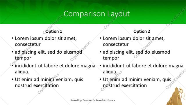 Comparison presentation slide layout