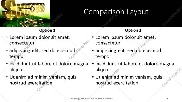 Comparison presentation slide layout