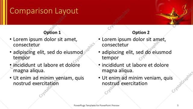 Comparison presentation slide layout