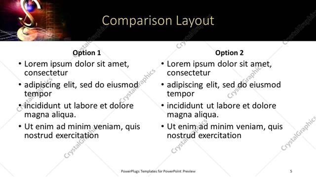 Comparison presentation slide layout