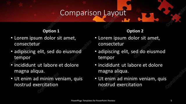 Comparison presentation slide layout