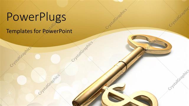  Presentation with cool - Golden skeleton key with dollar sign on cool background