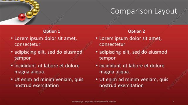 Comparison presentation slide layout