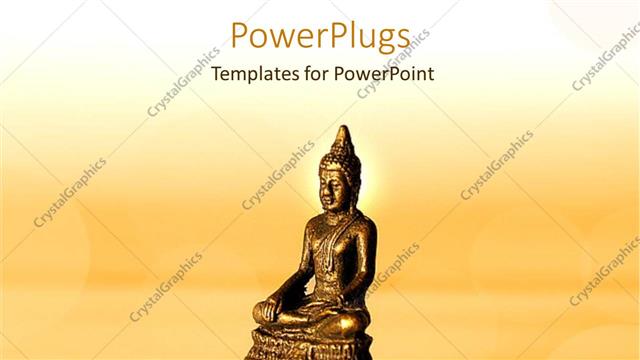  Presentation with golden yellow - Golden statue of Buddha with sunset in yellow background?